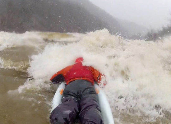 Photo: Bellyak - Adam Bellyaks a snowy day on French Broad Section 9