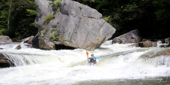 Eric enters Big Splat, the most intimidating and busy rapid on the Big Sandy.  Thanks to Maggie for taking photos and Marissa for setting safety.