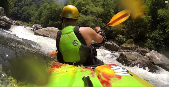 Paddling with the Accent Premier Rogue Bent at the Chattooga River, Jawbone rapid.